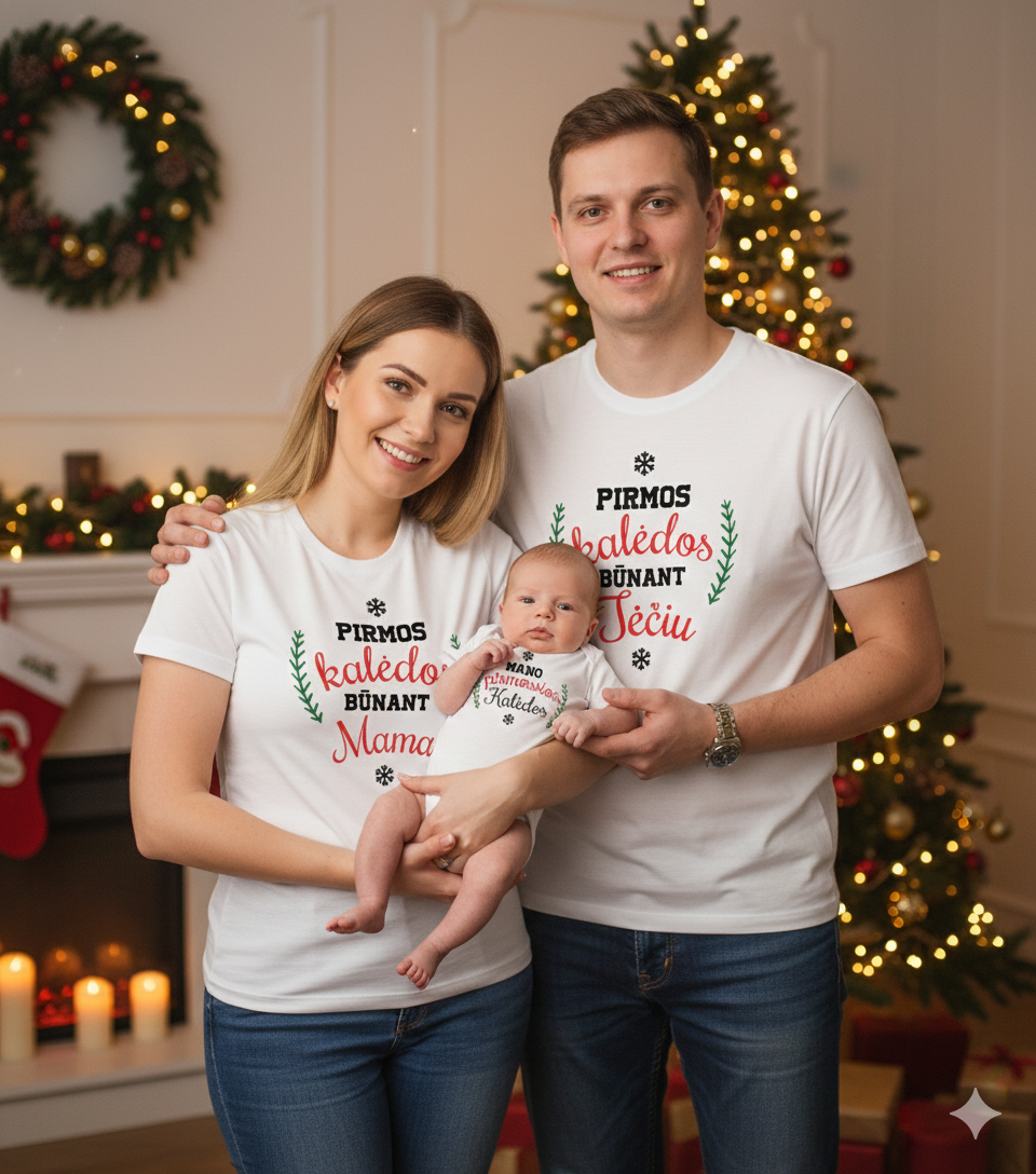 Marškinėliai "Mano pirmos Kalėdos būnant..."